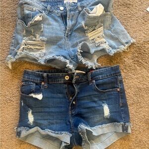 Distressed Denim Women Shorts set two size 7